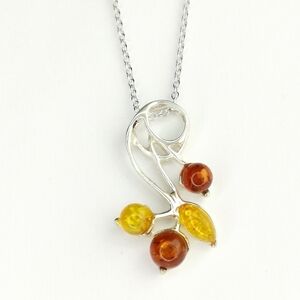 Baltic Amber sterling silver pendant necklace NEW